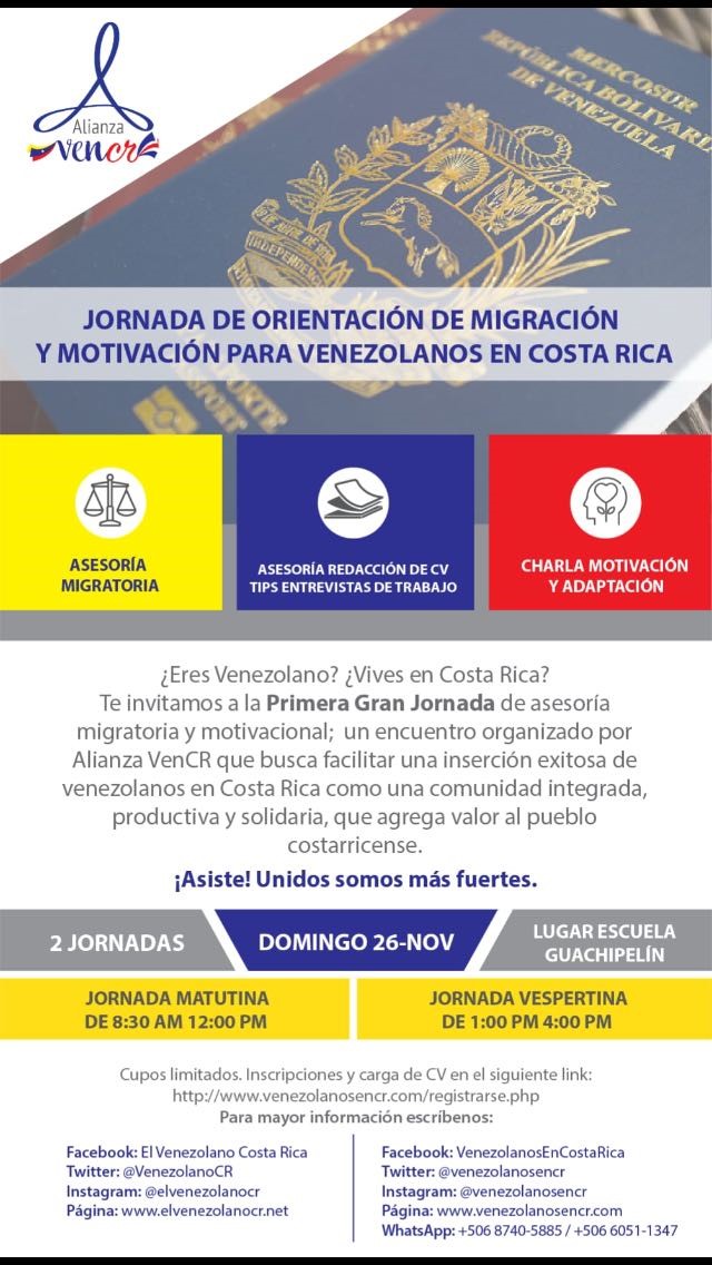 Immigration Orientation and Motivation Workshop for Venezuelan citizens in Costa Rica